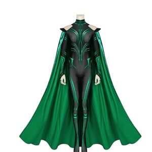 Hela from Thor green and Black Superhero Costume with Cape